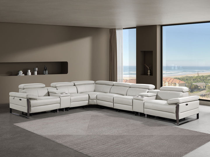 1246 - 8-Piece L-Shaped Modular Power Reclining Sectional With 4 Power Recliners And Power Headrests