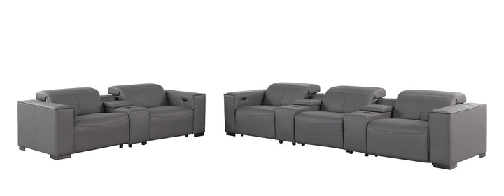 1208 - Modular Leather Sofa Loveseat With 6 Recliners And Power Headrests