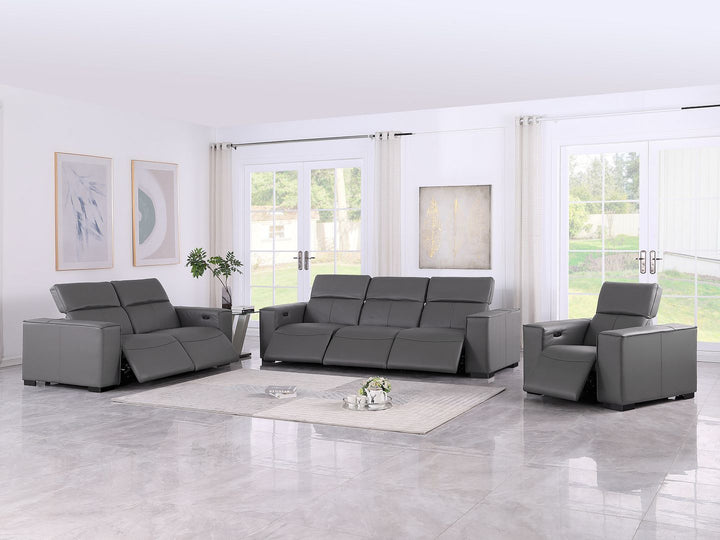 1208 - Leather Reclining Set (Sofa, Loveseat &amp; Chair With 6 Power Recliners)