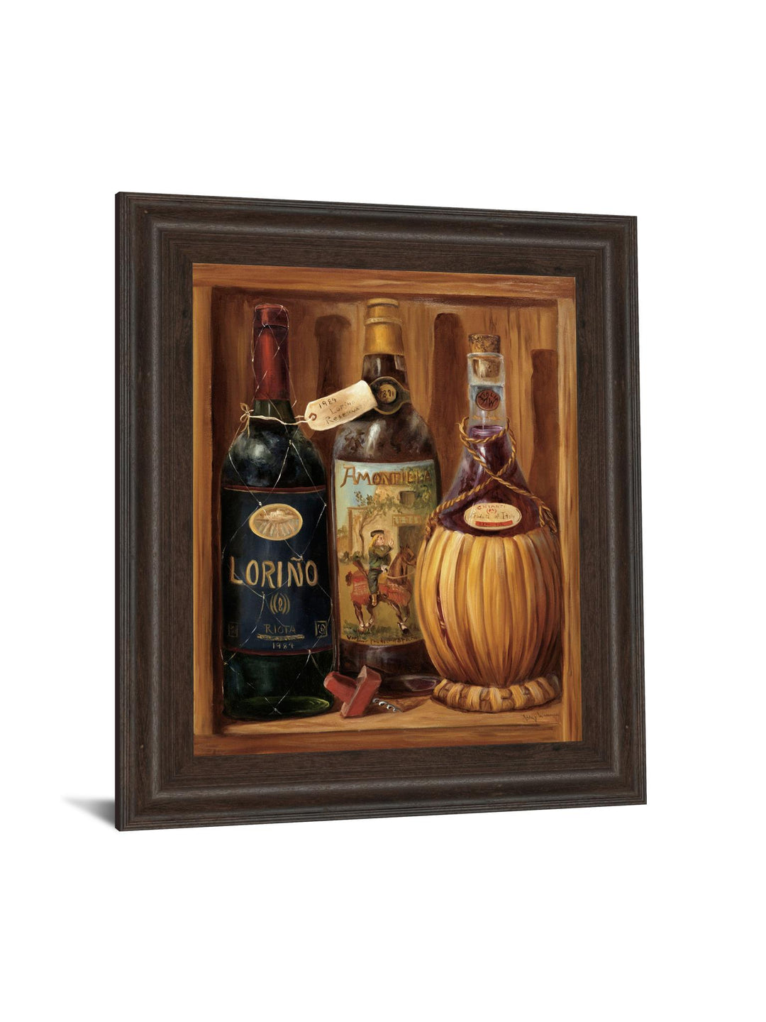 Vintage Wine Il - Framed Print Wall Art - Dark Brown