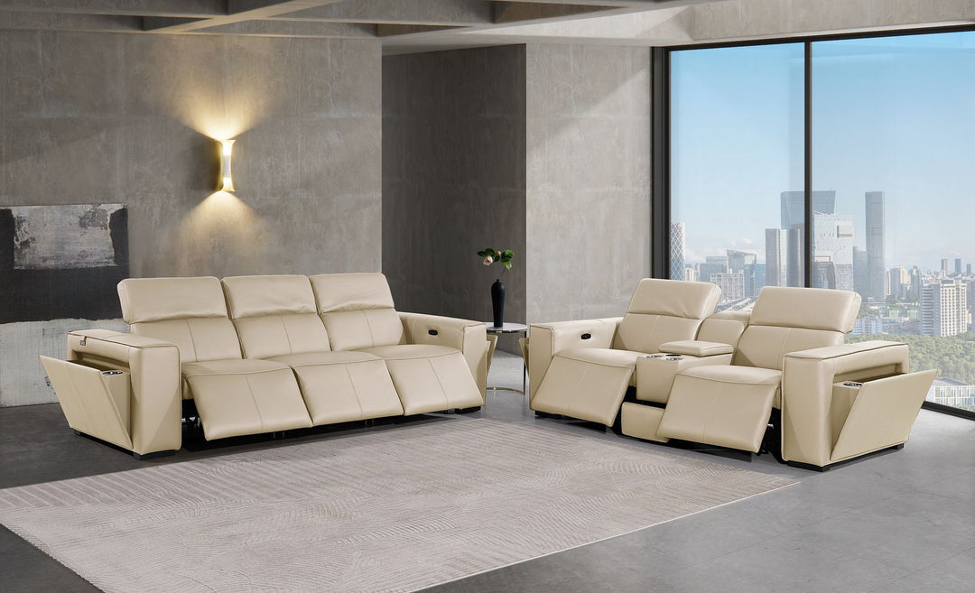 1224 - 6-Piece Modular Power Reclining Sofa And Console Loveseat Set In With 5 Power Recliners &amp; Power Headrests