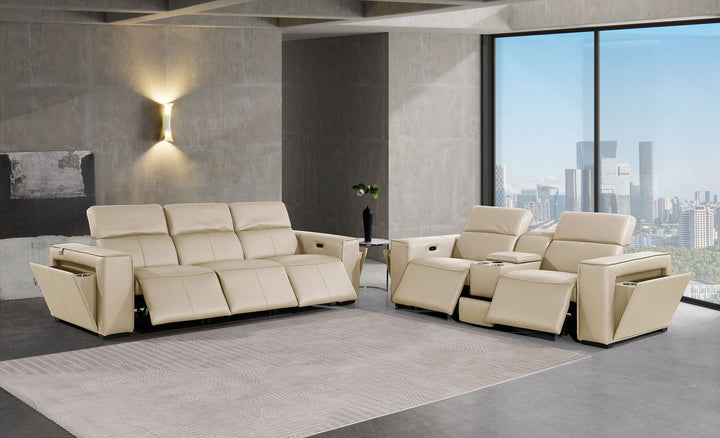1224 - 6-Piece Modular Power Reclining Sofa And Console Loveseat Set In With 5 Power Recliners &amp; Power Headrests