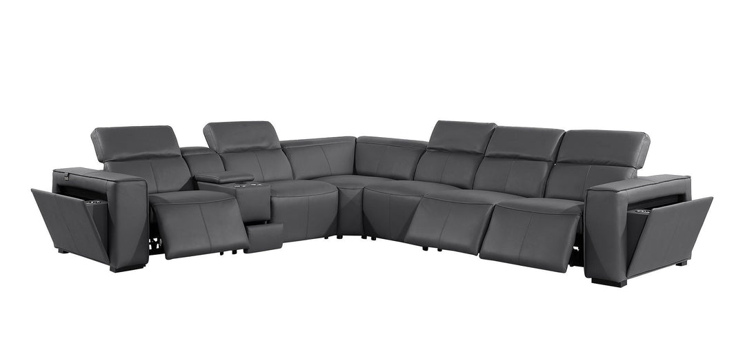 1224 - 7-Piece L-Shaped Sectional Sofa In With 3 Power Recliners &amp; Power Headrests