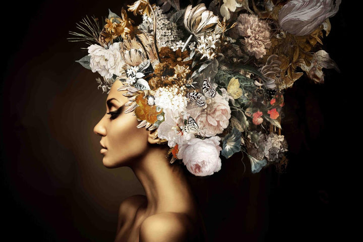 Opulent Flora Muse - 40" x 60" Framed Wall Art
