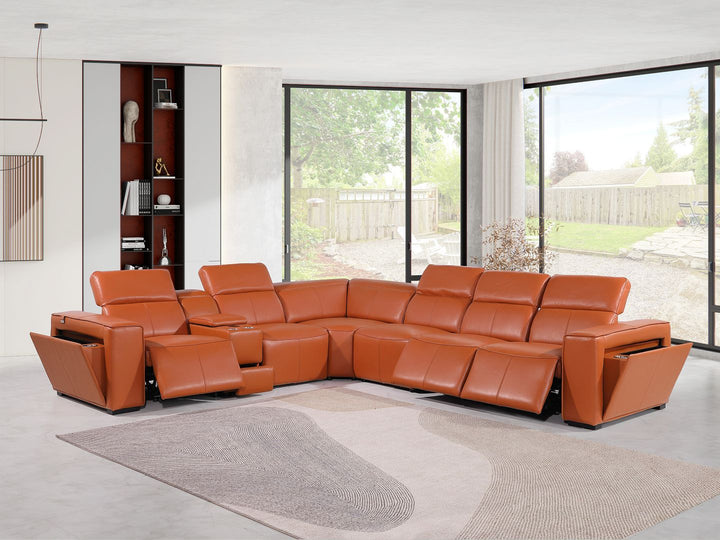 1224 - 7-Piece L-Shaped Sectional Sofa In With 3 Power Recliners &amp; Power Headrests