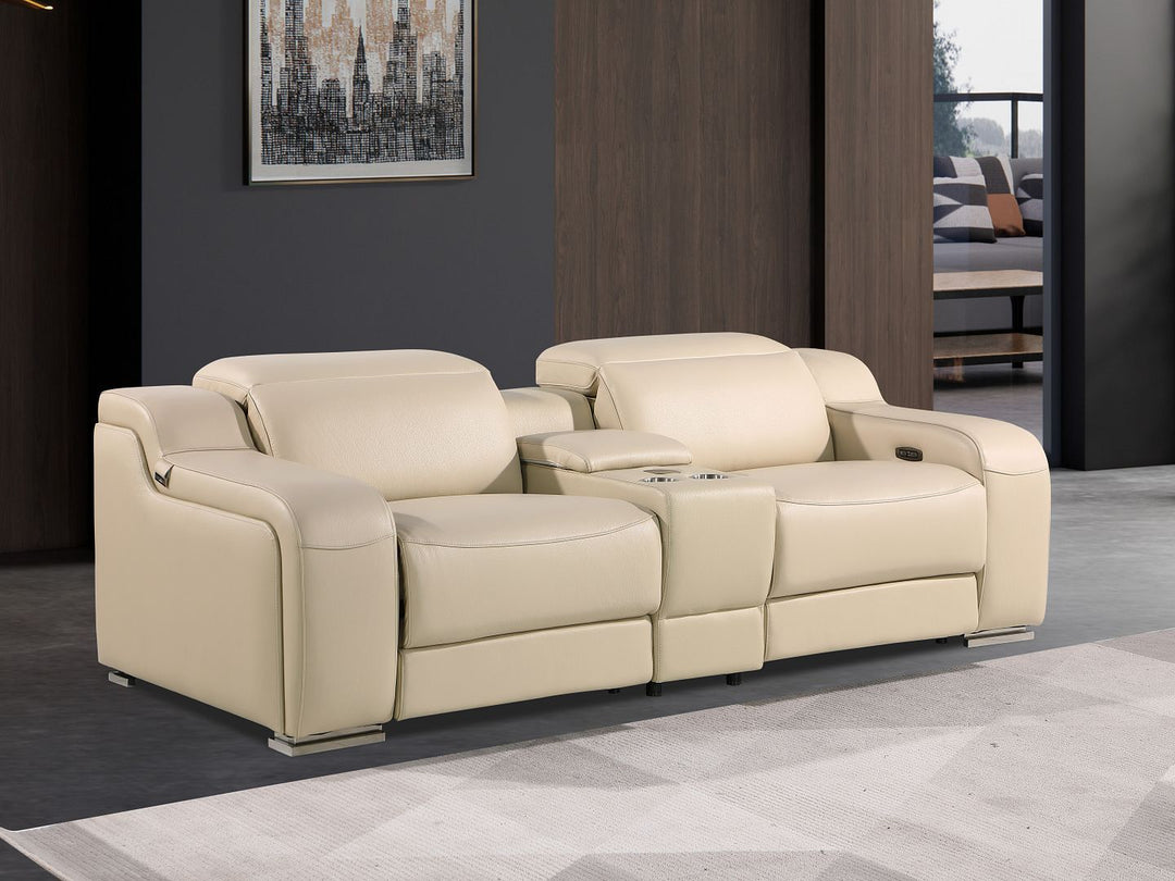 1116 - 3-Piece Modular Power Reclining Console Loveseat In With 2 Power Recliners & Power Headrests