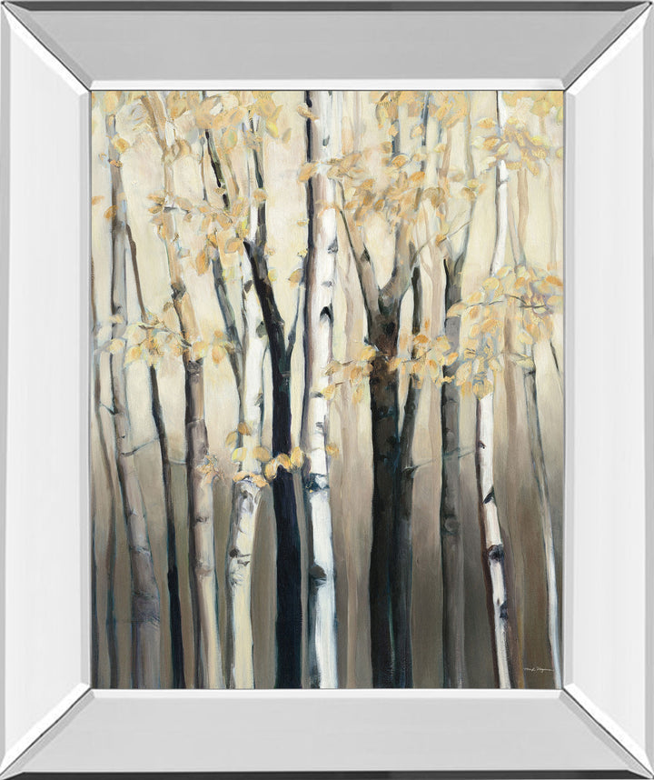 Golden Birch I By Julia Purinton - Mirror Framed Print Wall Art - Dark Gray