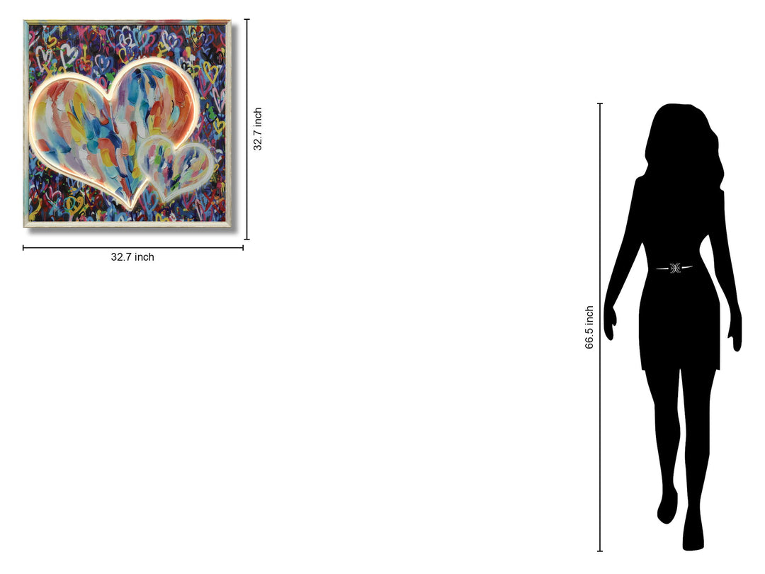 Radiant Brush Heart - 33" x 33" Framed Wall Art