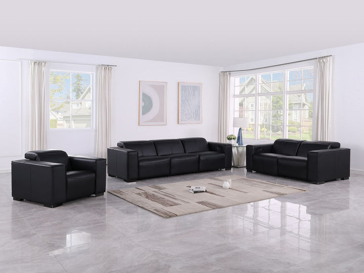 1208 - Leather Reclining Set (Sofa, Loveseat & Chair With 6 Power Recliners)