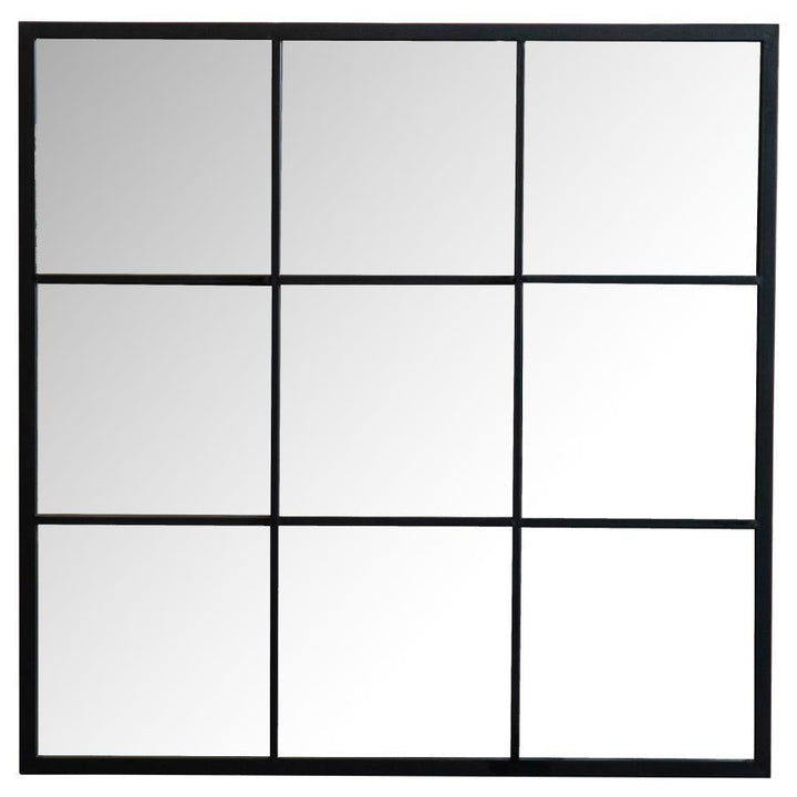 Quetzal - Square Window Pane Wall Mirror - Black