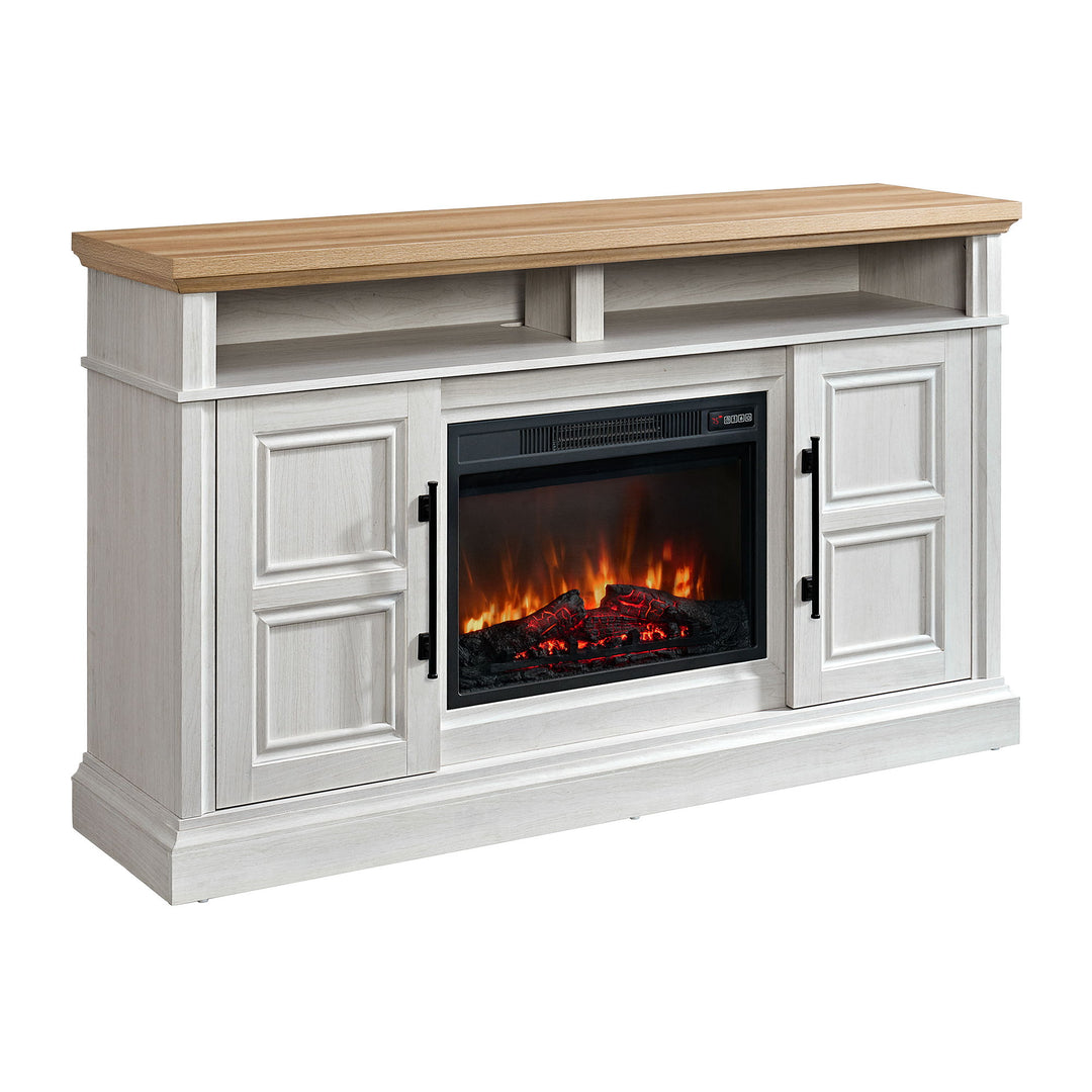 Villa - Console With 23" Fireplace Insert - White &amp; Natural