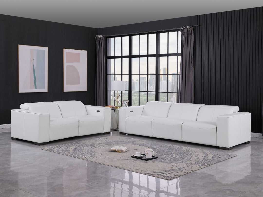 1208 - Leather Reclining Set (Sofa & Loveseat With 4 Power Recliner)