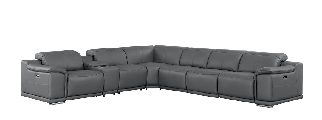2679 - 7-Piece L-Shaped Power Reclining Sectional In Genuine Leather (4 Recliners)