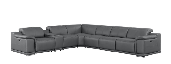 2679 - 7-Piece L-Shaped Power Reclining Sectional In Genuine Leather (4 Recliners)
