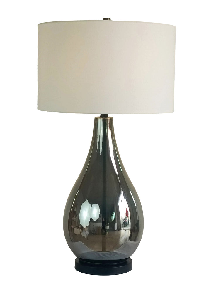 Smoke Pearl Essence Glass &amp; Metal Table Lamp (Set of 2) - Smoke Pearl / Matte Black