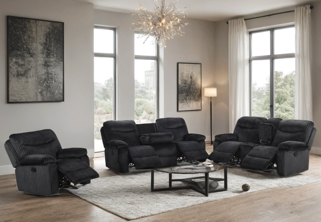 BRAVO - Black 3pc Reclining Set ON SALE
