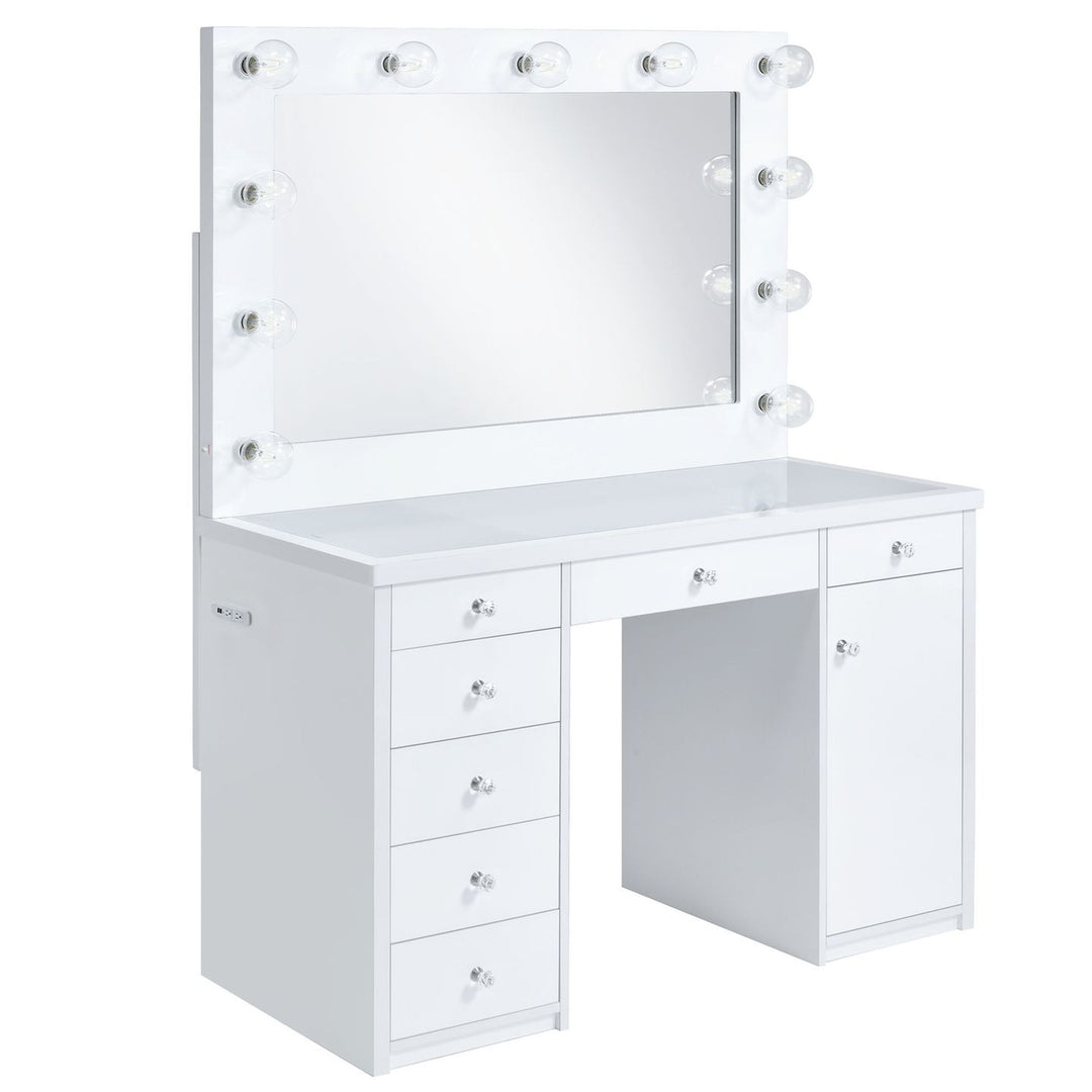 Amia - Complete Vanity With Lightbulbs - Glossy White