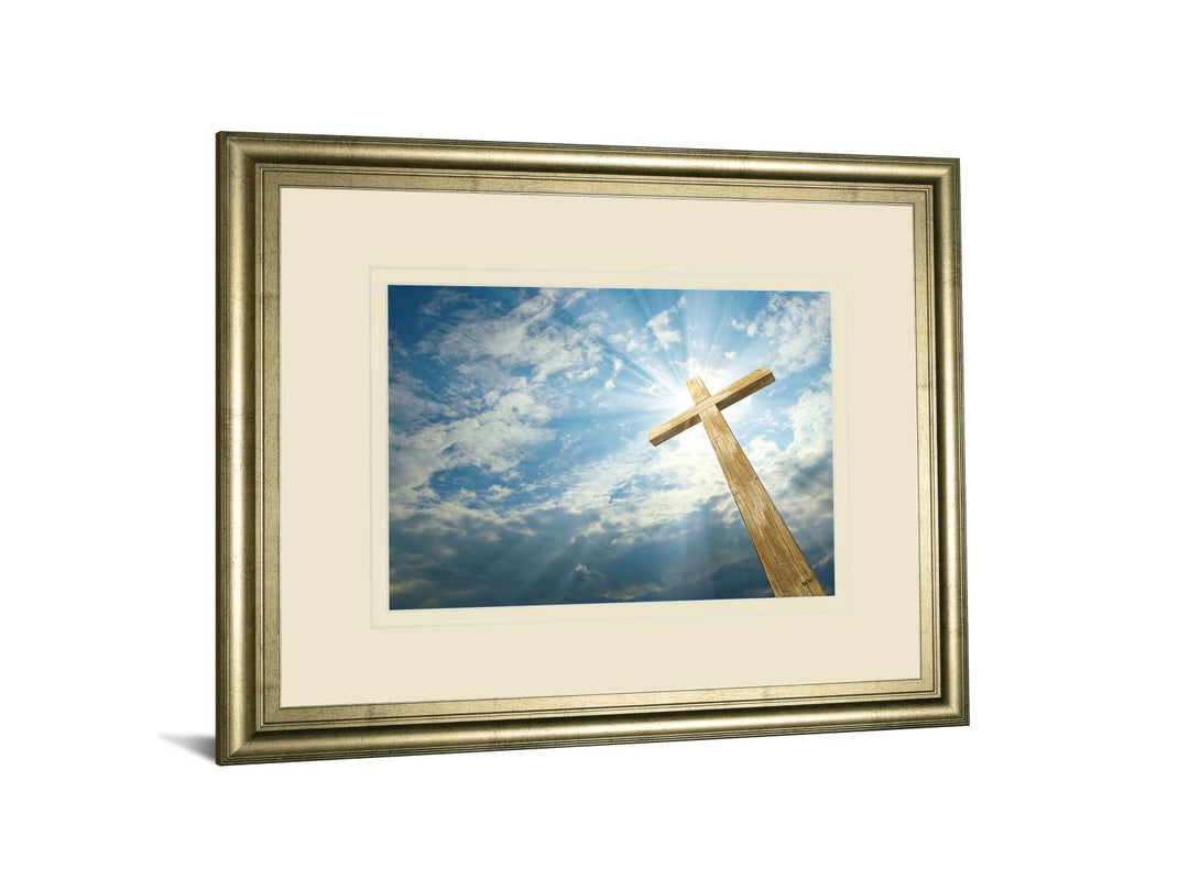 Cross In The Sky By Viadischern - Framed Photo Print Wall Art - Blue