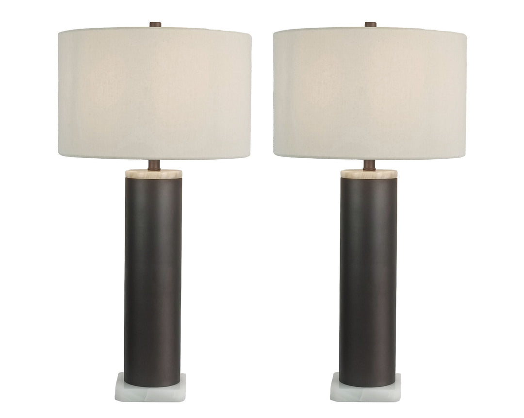 Slate Stone Metal &amp; Jade Table Lamp (Set of 2) - Gray Slate