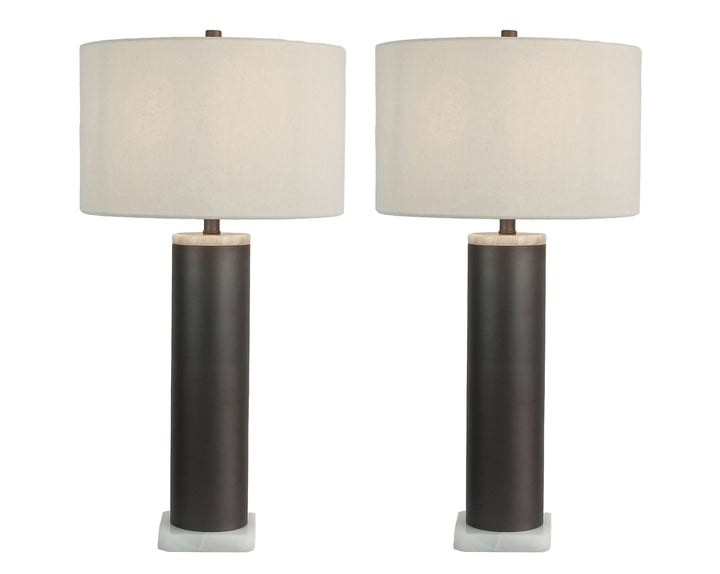 Slate Stone Metal &amp; Jade Table Lamp (Set of 2) - Gray Slate