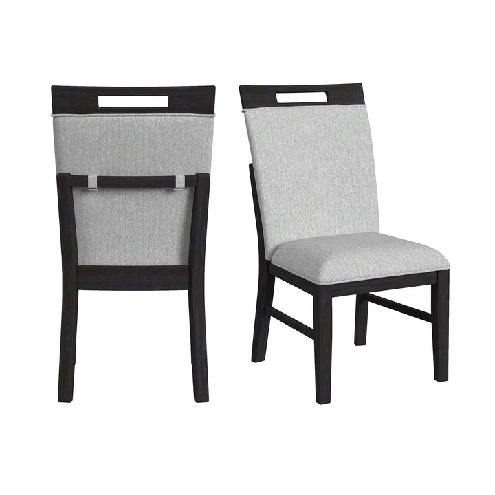 Transcend - Dining Side Chair With Fabric (Set of 2) - Charcoal And Light Gray