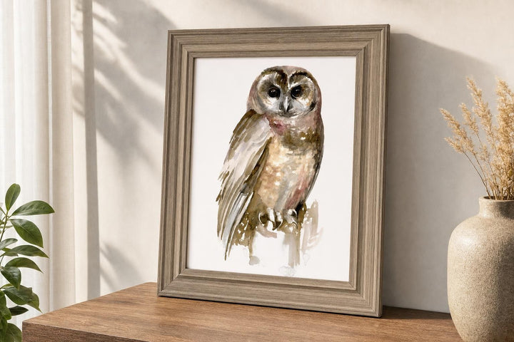22x26 Watercolor Owl II By Jennifer Paxton Parker - Dark Gray