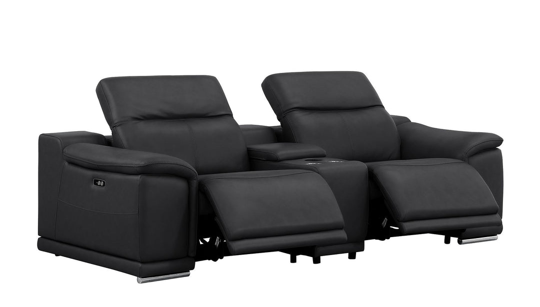 2679 - Power Reclining Sofa, Console Loveseat &amp; Chair Set In Genuine Leather (5 Recliners)