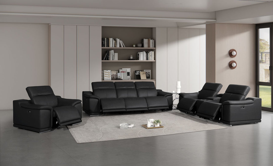 2679 - Power Reclining Sofa, Console Loveseat & Chair Set In Genuine Leather (6 Recliners)