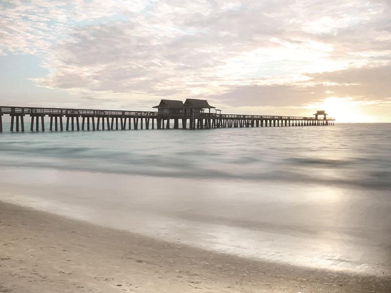 Pier Sunset By Lori Deiter (Small) - Pearl Silver