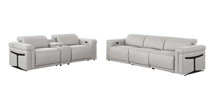 1126 - 6-Piece Modular Power Reclining Sofa And Console Loveseat Set In With 5 Power Recliners &amp; Power Headrests