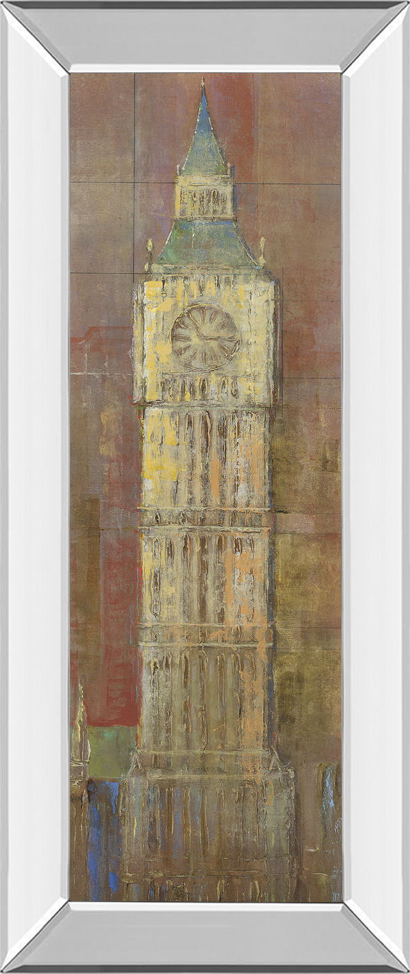 Big Ben By Longo - Mirror Framed Print Wall Art - Yellow