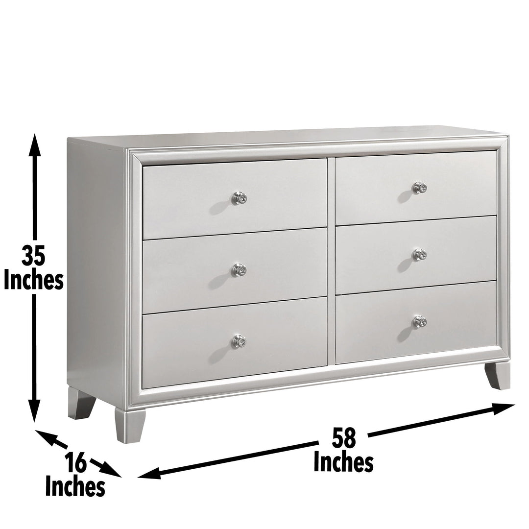 Omni - 5 Piece Queen Bedroom Set - Pearl Silver