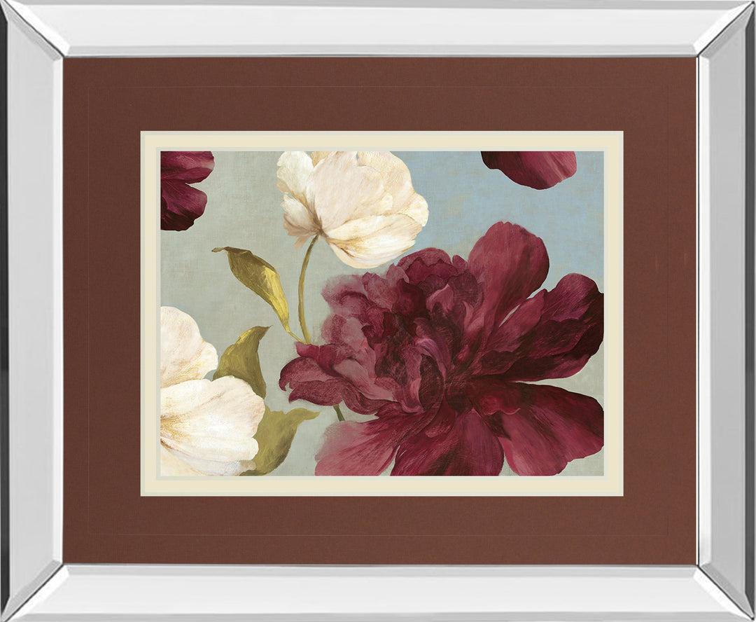 Deep Peonies Il By Asia Jensen - Mirror Framed Print Wall Art - Purple