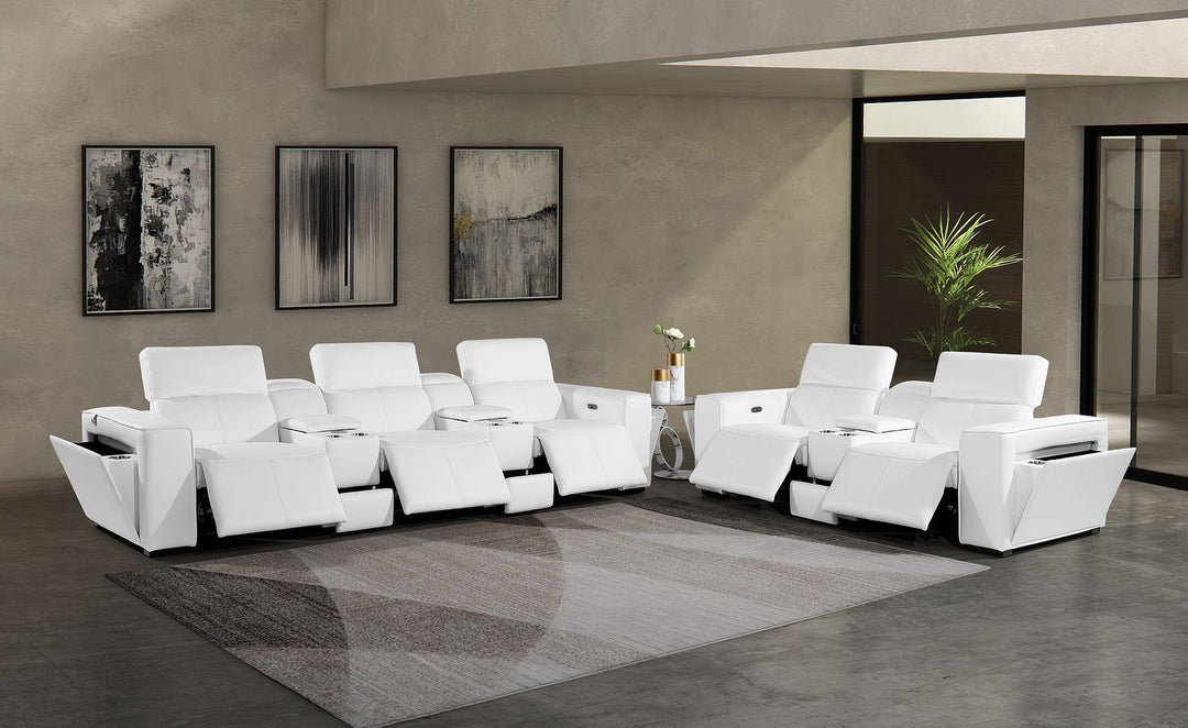1224 - 8-Piece Modular Power Reclining Sofa &amp; Loveseat Set In With 5 Power Recliners &amp; Power Headrests