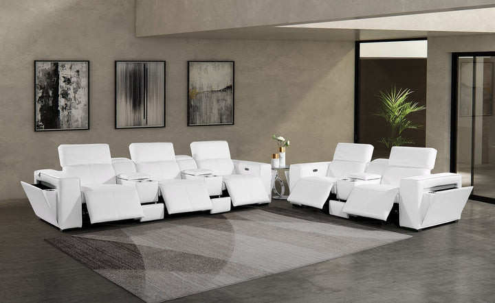 1224 - 8-Piece Modular Power Reclining Sofa &amp; Loveseat Set In With 5 Power Recliners &amp; Power Headrests