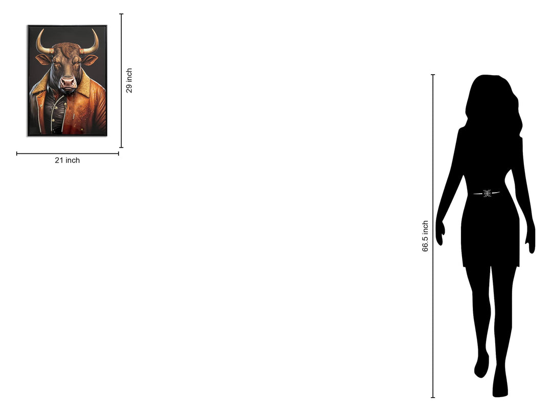 Bull in Vintage Jacket - 21" x 29" Framed Wall Art