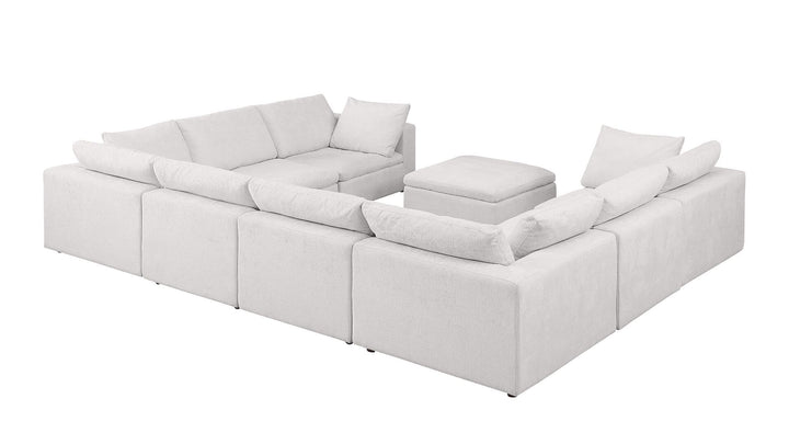 1100 - 9-Piece U-Shaped Sectional In Italian Fabric - Pearl
