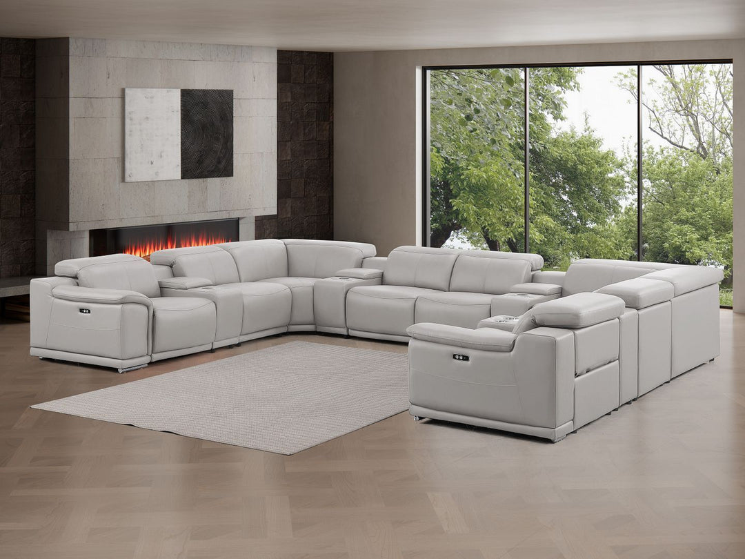 2679 - 12-Piece U-Shaped Power Reclining Sectional In Genuine Leather (4 Recliners)
