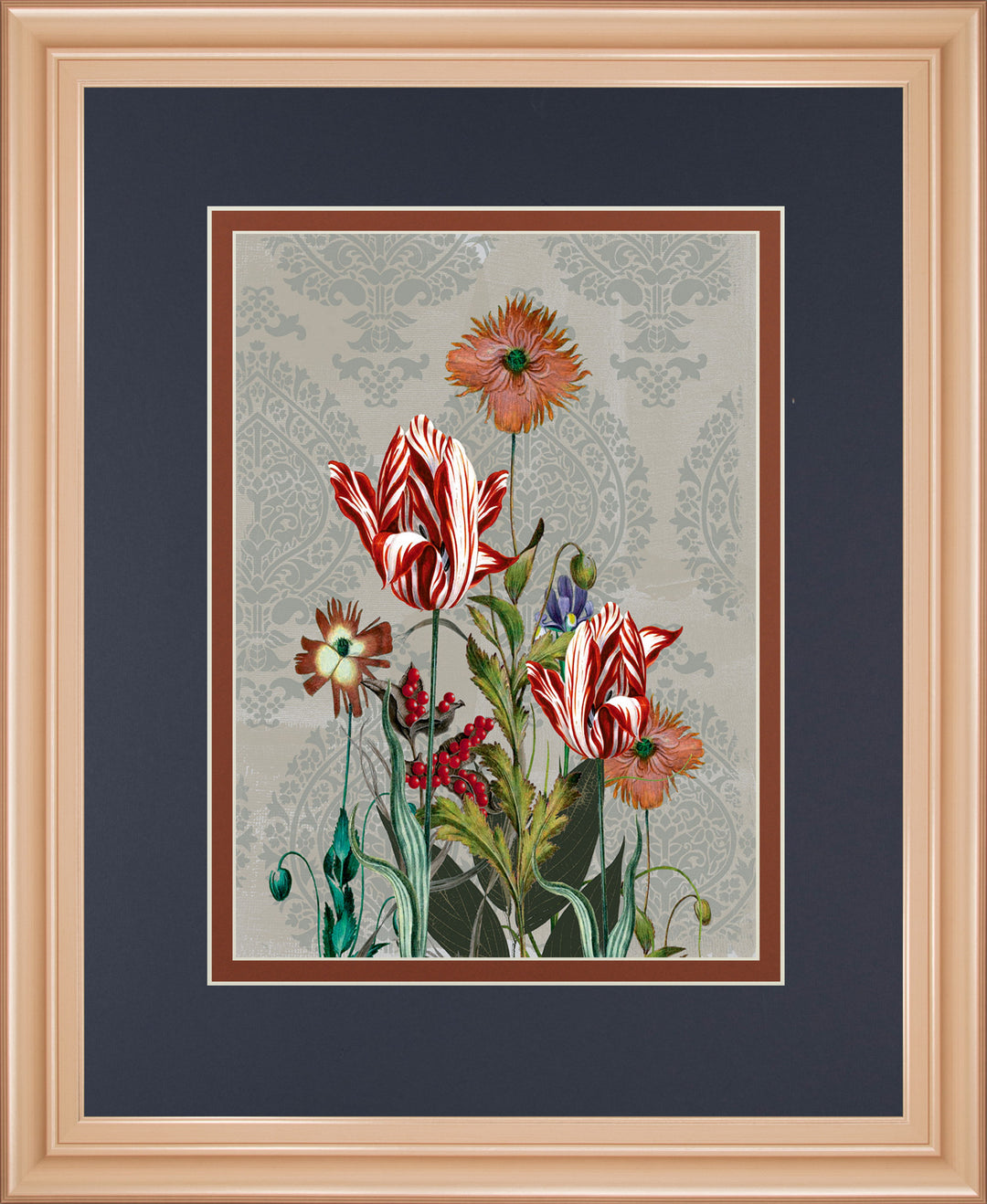 Summer Flowers Il By Ken Hurd - Framed Print Wall Art - Blue