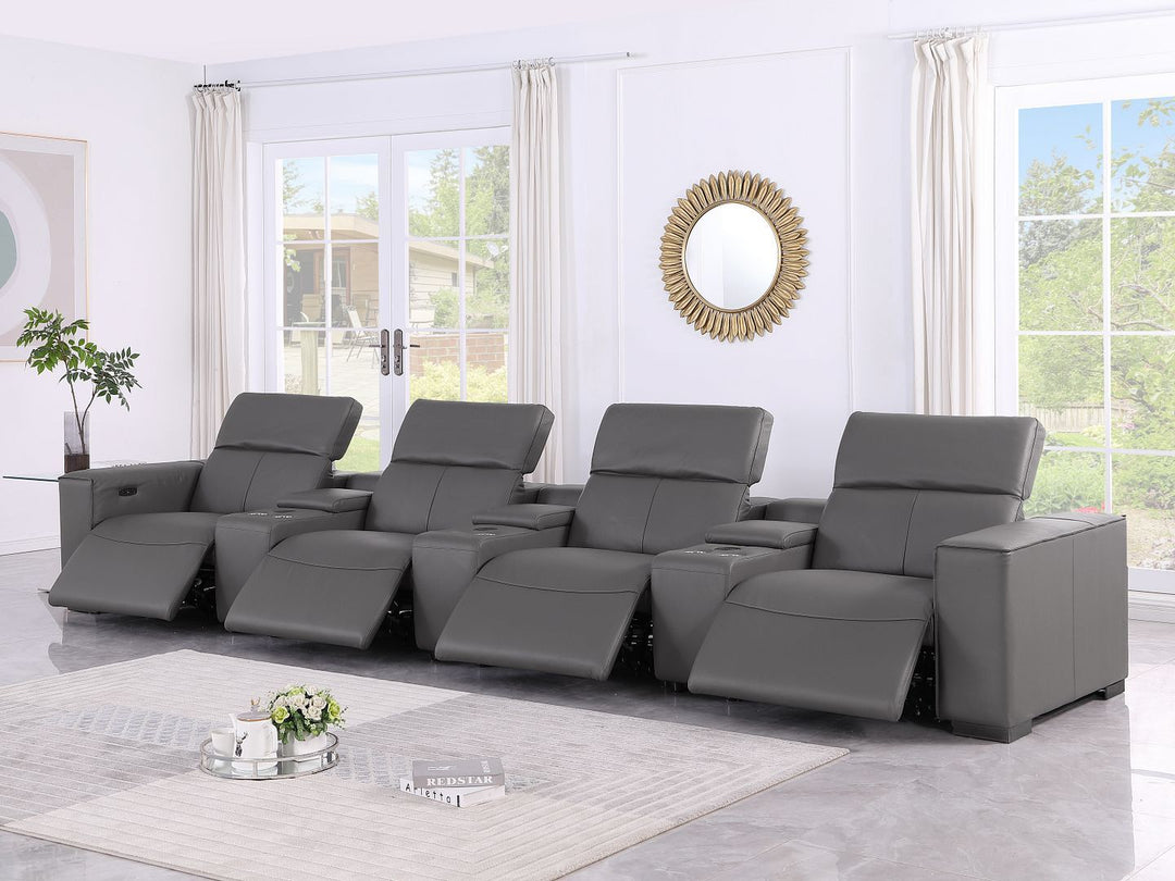 1208 - 7 Piece Leather Sofa With 4 Power Recliners And Power Headrests