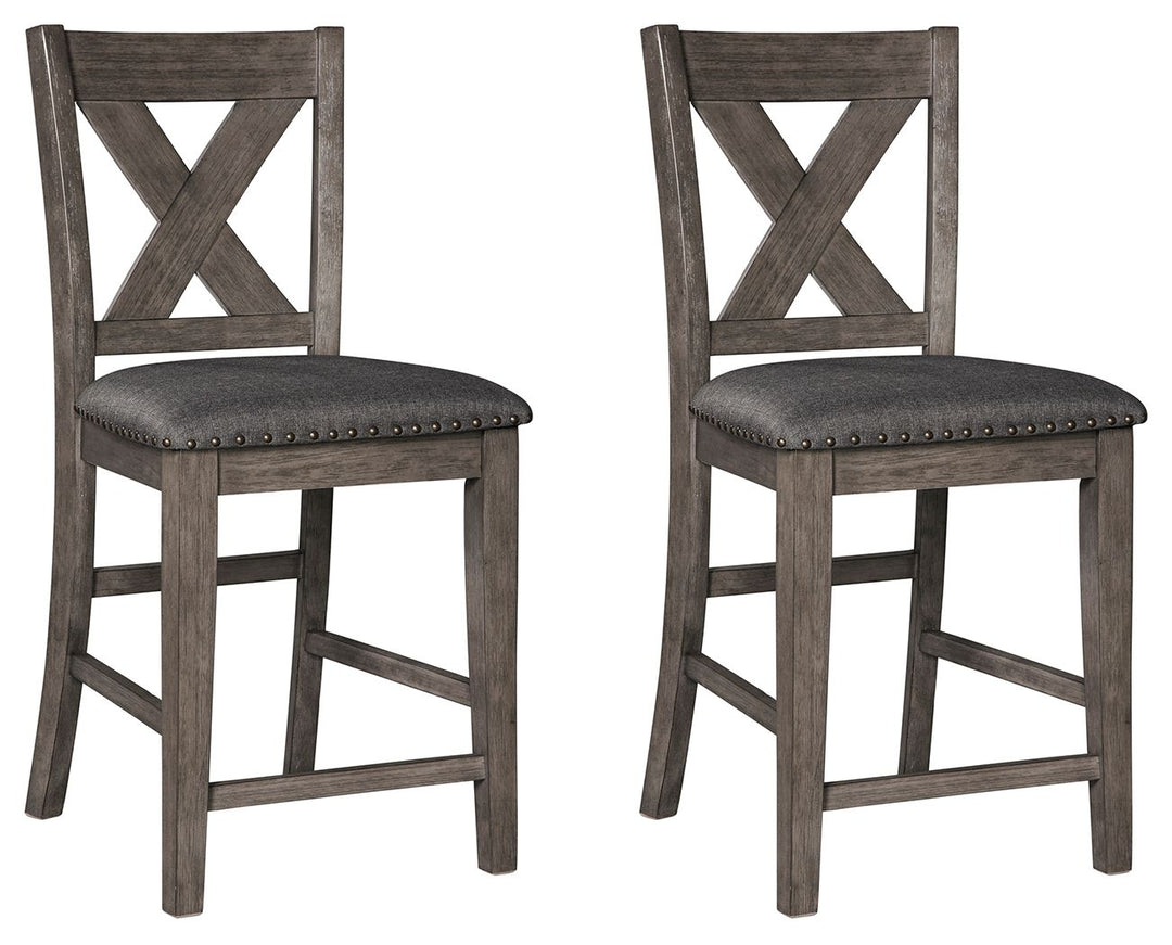 Caitbrook - Gray - Upholstered Barstool (Set of 2)