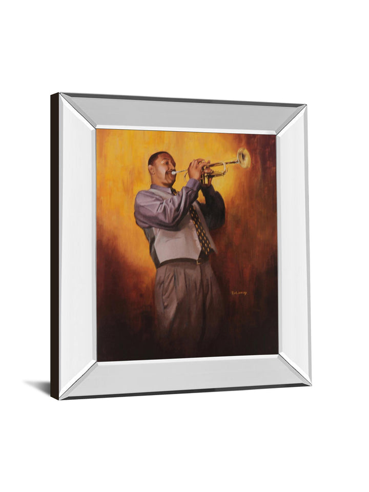 Trumpet Player - Mirror Framed Print Wall Art - Dark Gray