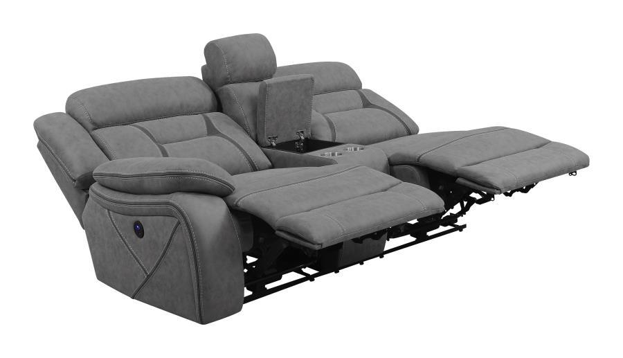 Higgins - Upholstered LAF Power Loveseat - Gray