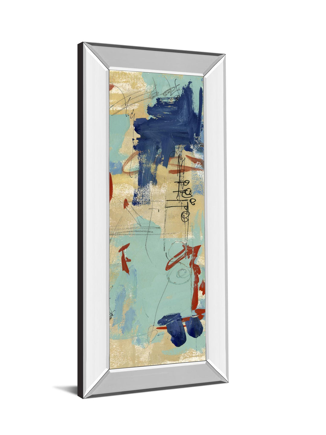 Composition 4a By Melissa Wang - Mirror Framed Print Wall Art - Blue