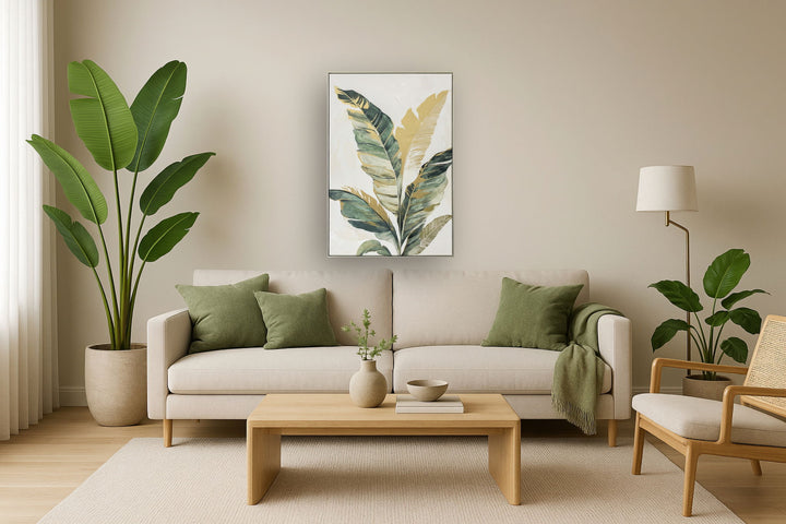 Emerald Palm Whispers - 33" x 48" Framed Wall Art