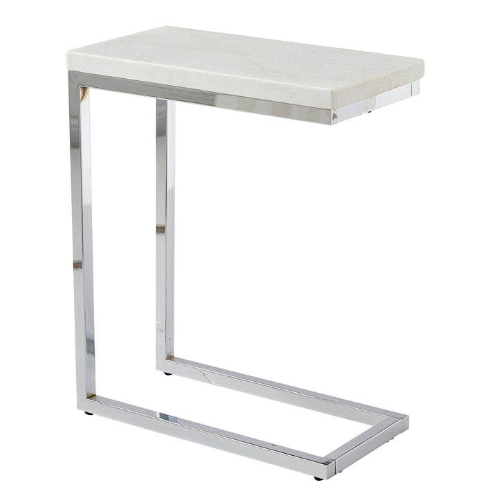 Echo - White Marble Top Chairside Table - White