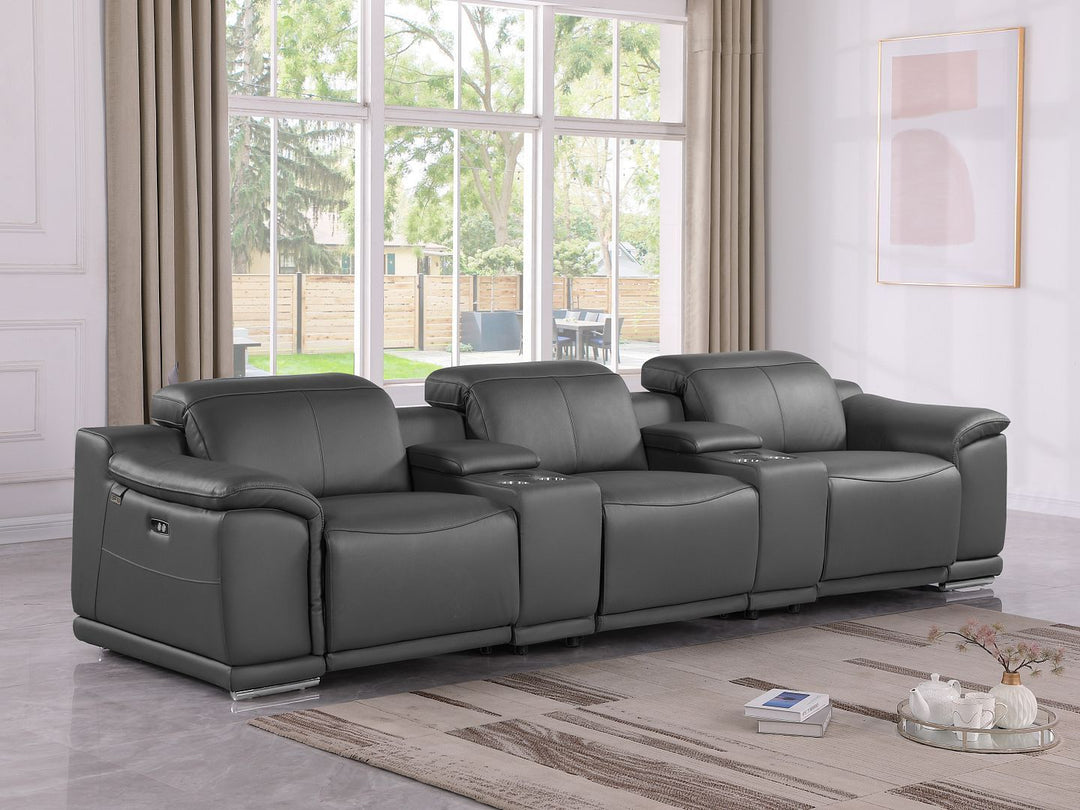 9762 - 5-Piece Modular Power Reclining Sofa And Loveseat Set With 3 Power Recliners In