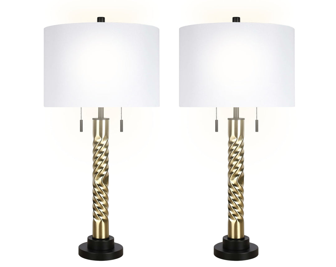 "Twist Elegance" Metal Table Lamp (Set of 2) - Matte Black / Soft Gold