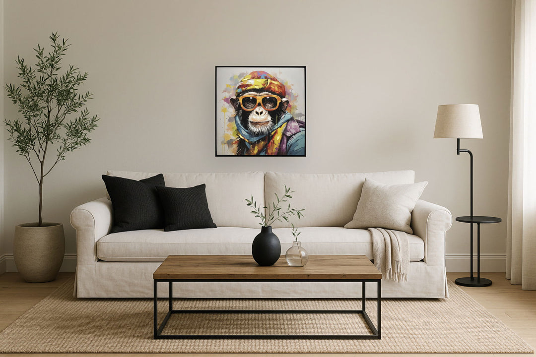 Groovy Prismatic Primate - 25" x 25" Framed Wall Art