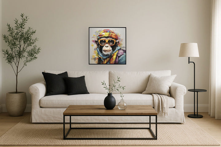 Groovy Prismatic Primate - 25" x 25" Framed Wall Art